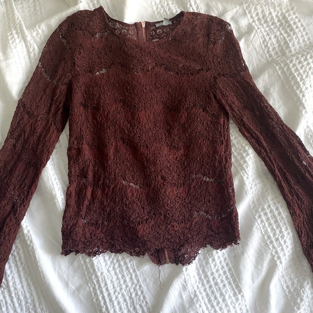 Maroon lace long sleeve shirt